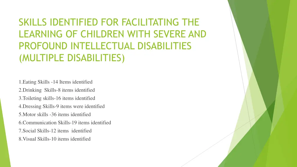 skills identified for facilitating the learning