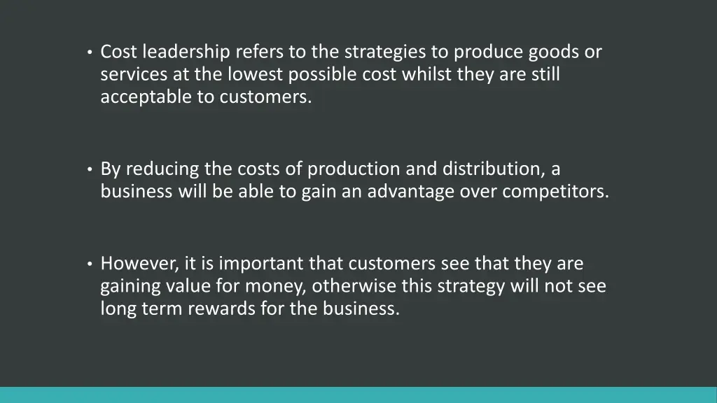 cost leadership refers to the strategies