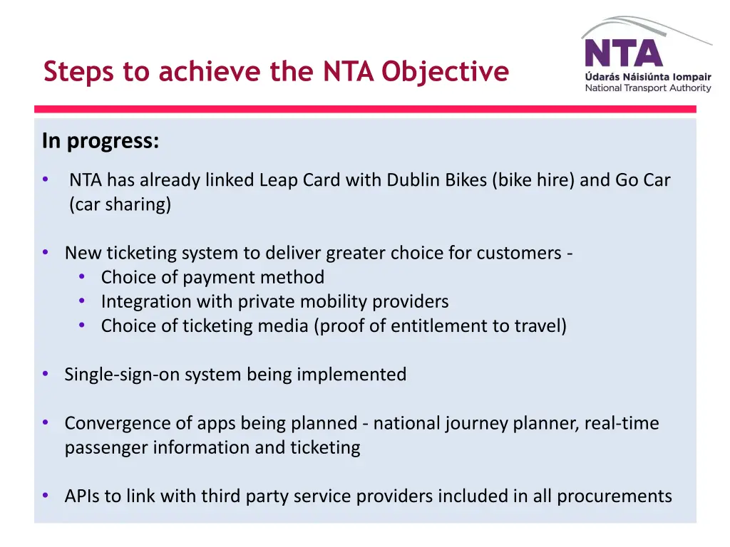 steps to achieve the nta objective