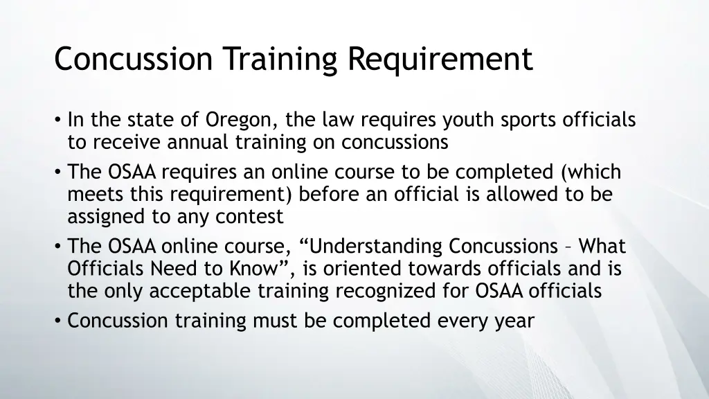 concussion training requirement