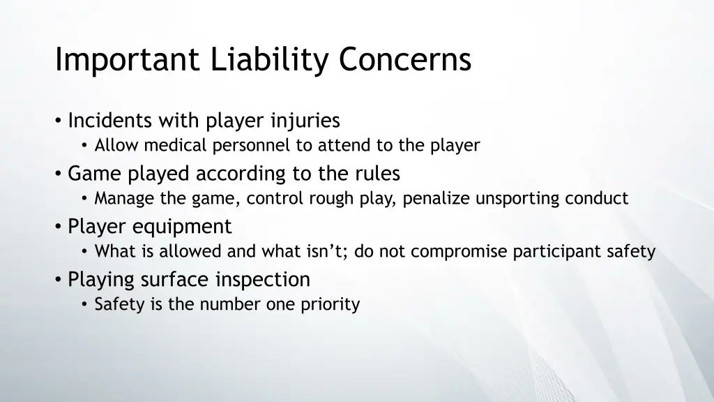 important liability concerns