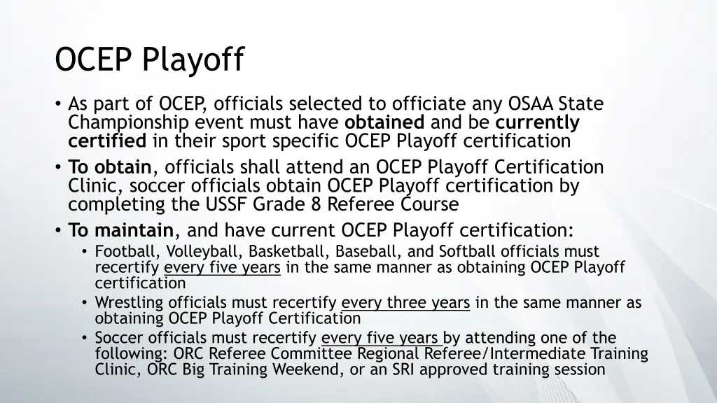 ocep playoff