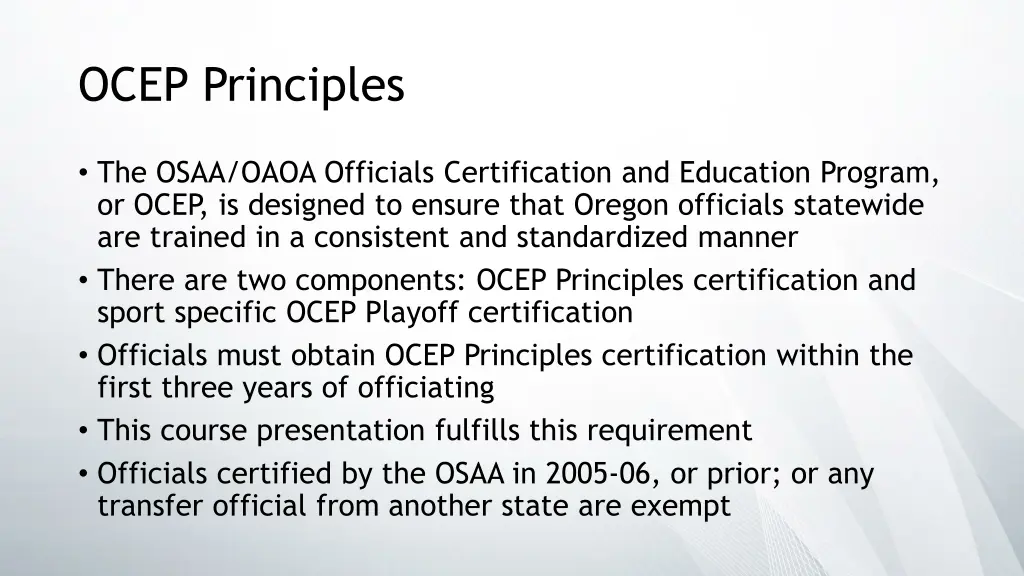 ocep principles