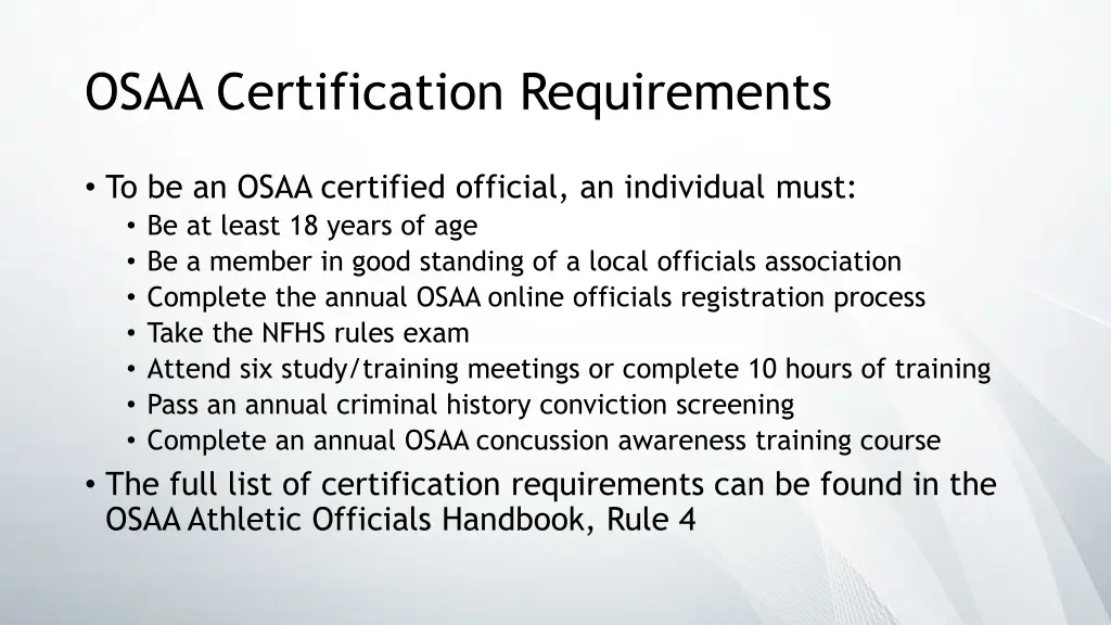 osaa certification requirements