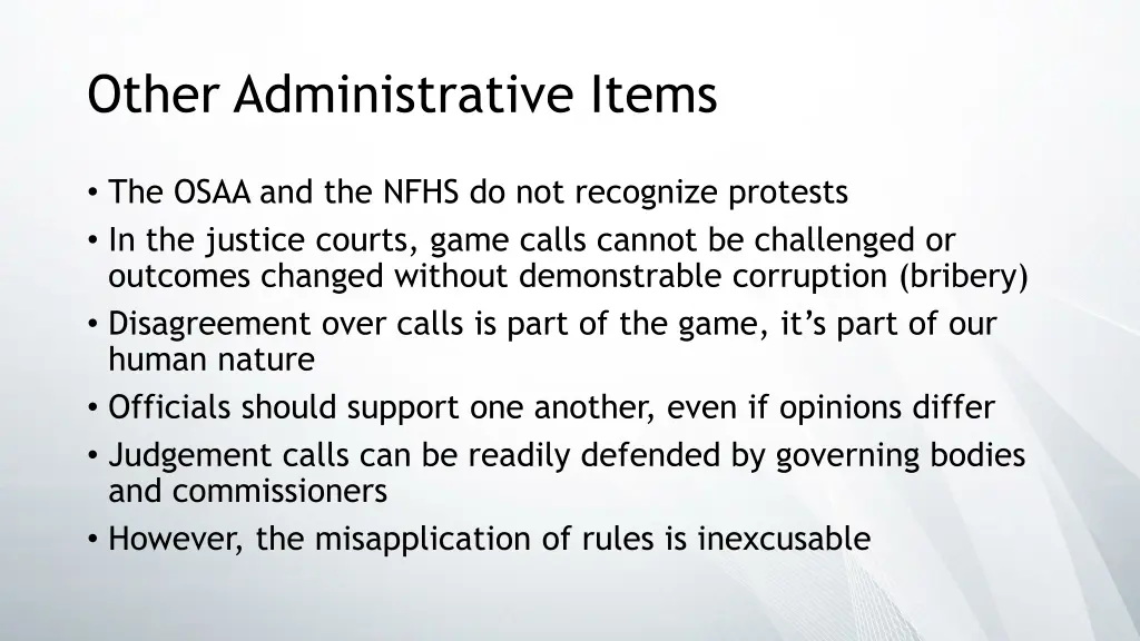 other administrative items