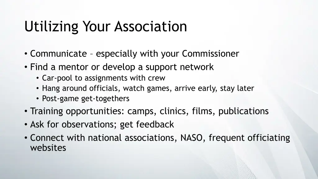 utilizing your association