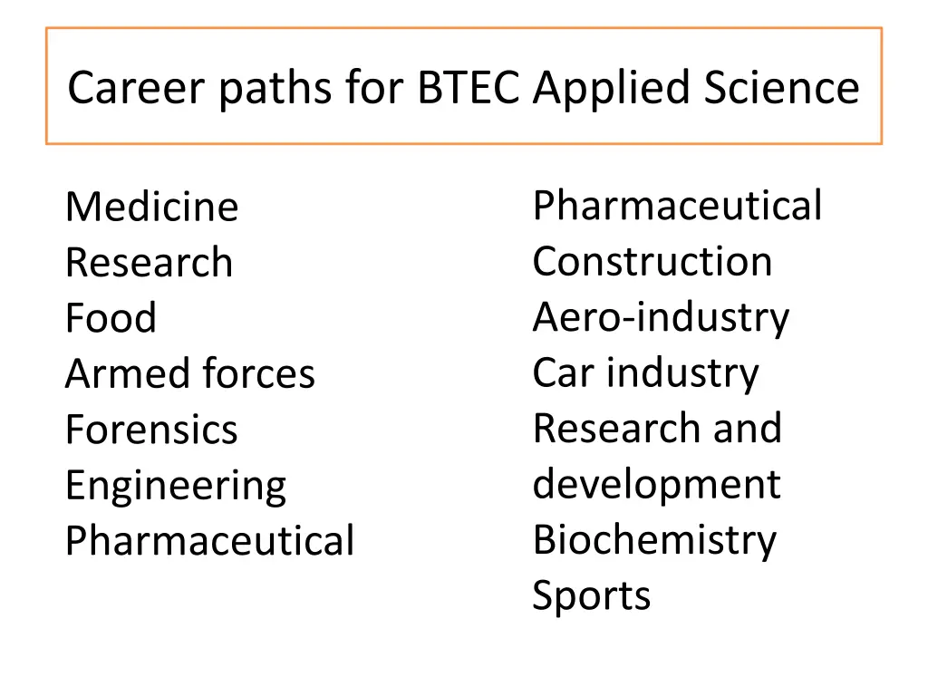 career paths for btec applied science