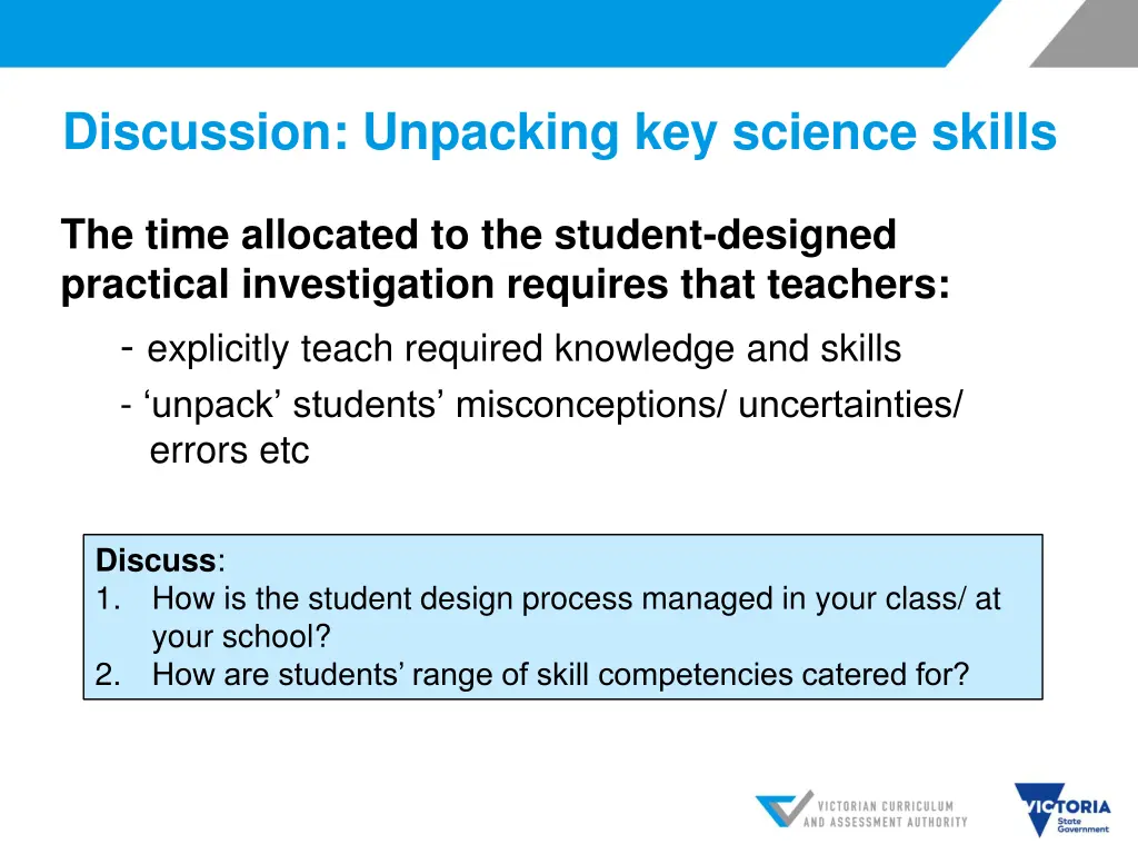 discussion unpacking key science skills