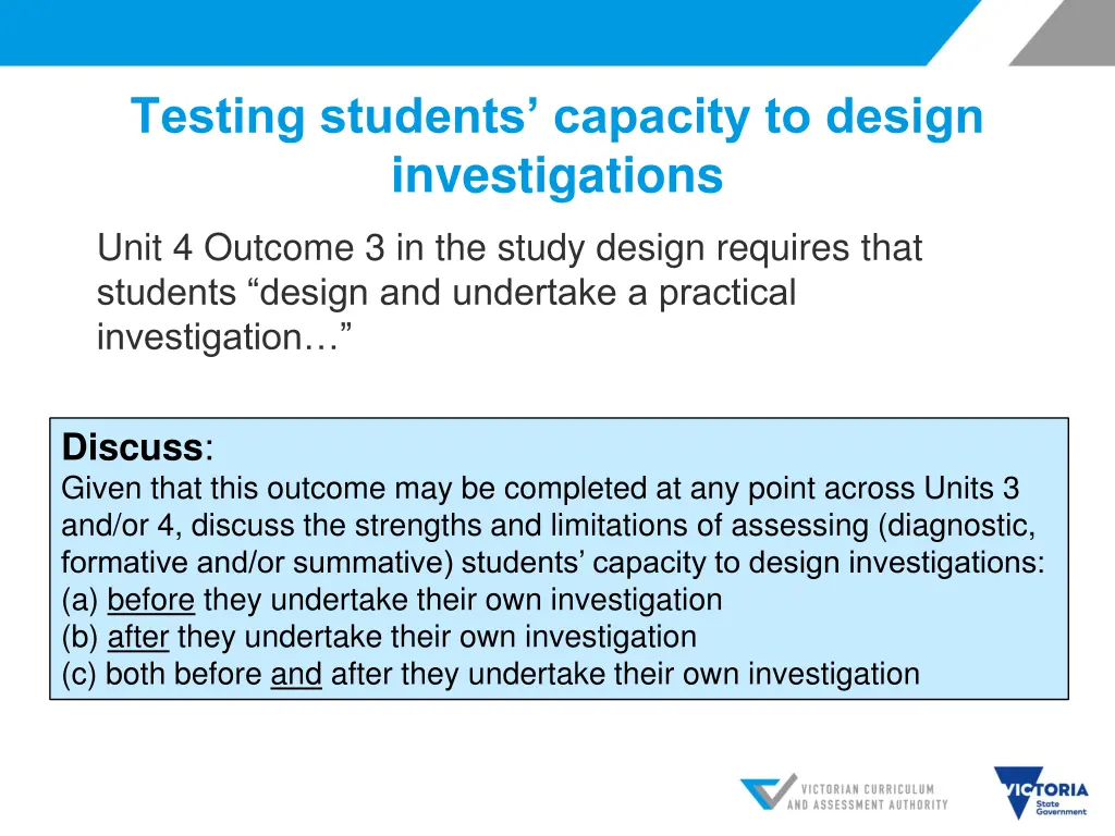 testing students capacity to design investigations