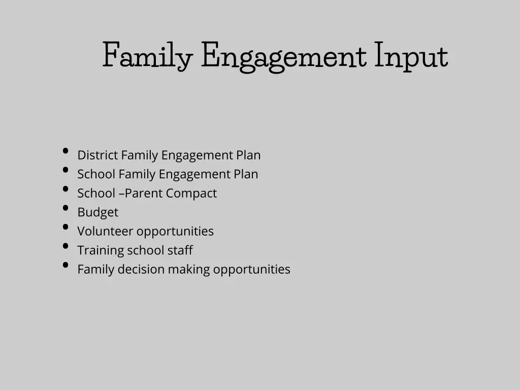 family engagement input