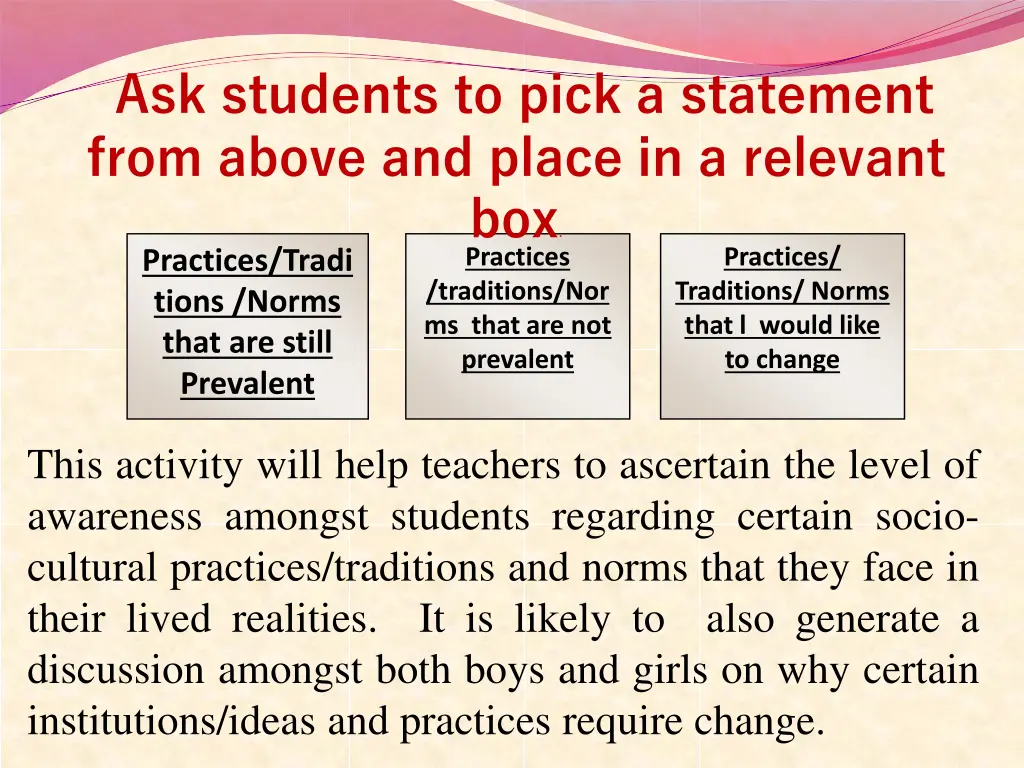 ask students to pick a statement from above