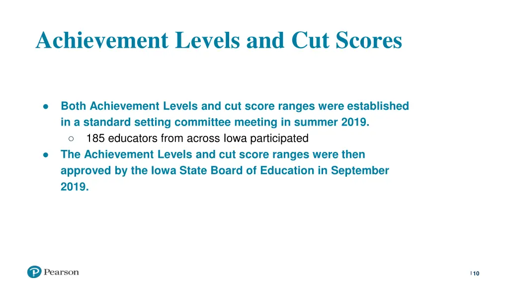 achievement levels and cut scores