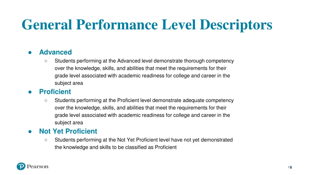 general performance level descriptors