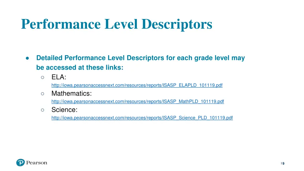 performance level descriptors