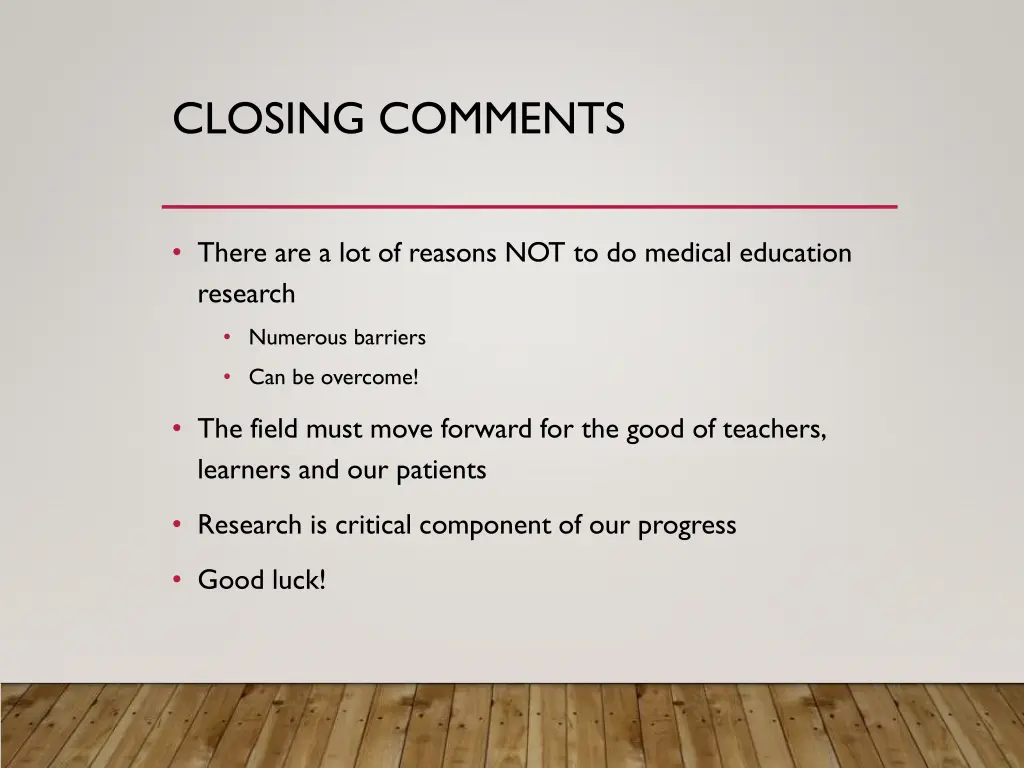 closing comments