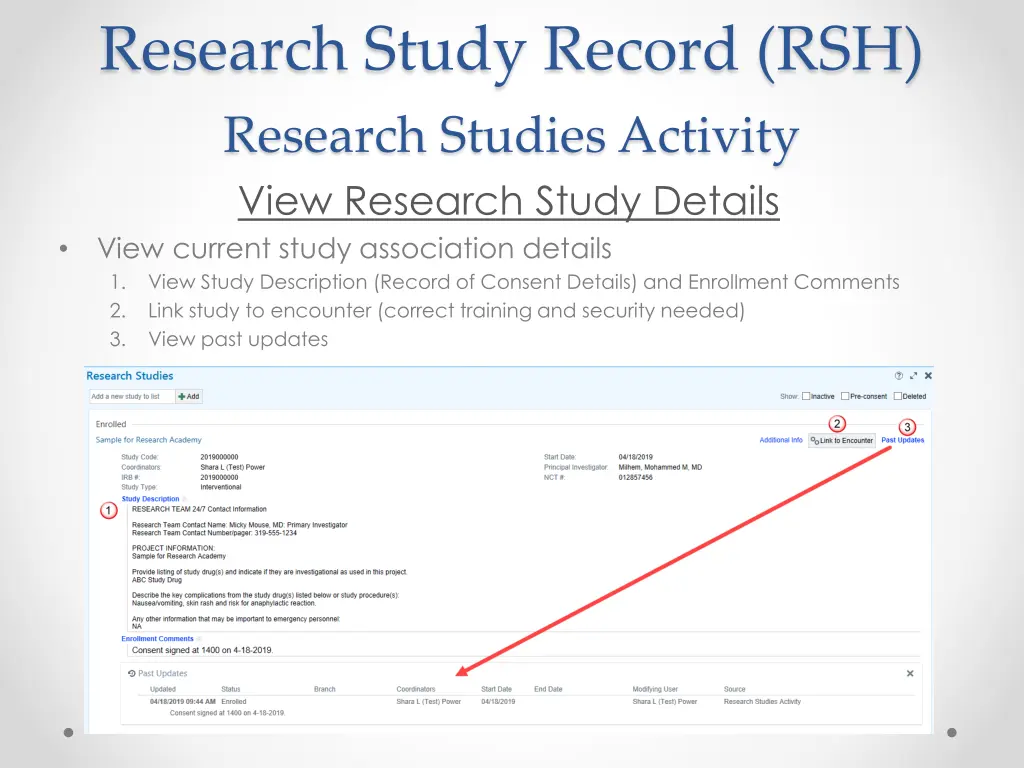 research study record rsh 4