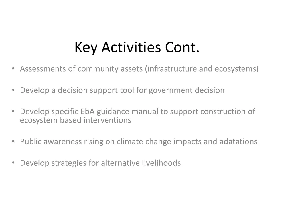 key activities cont