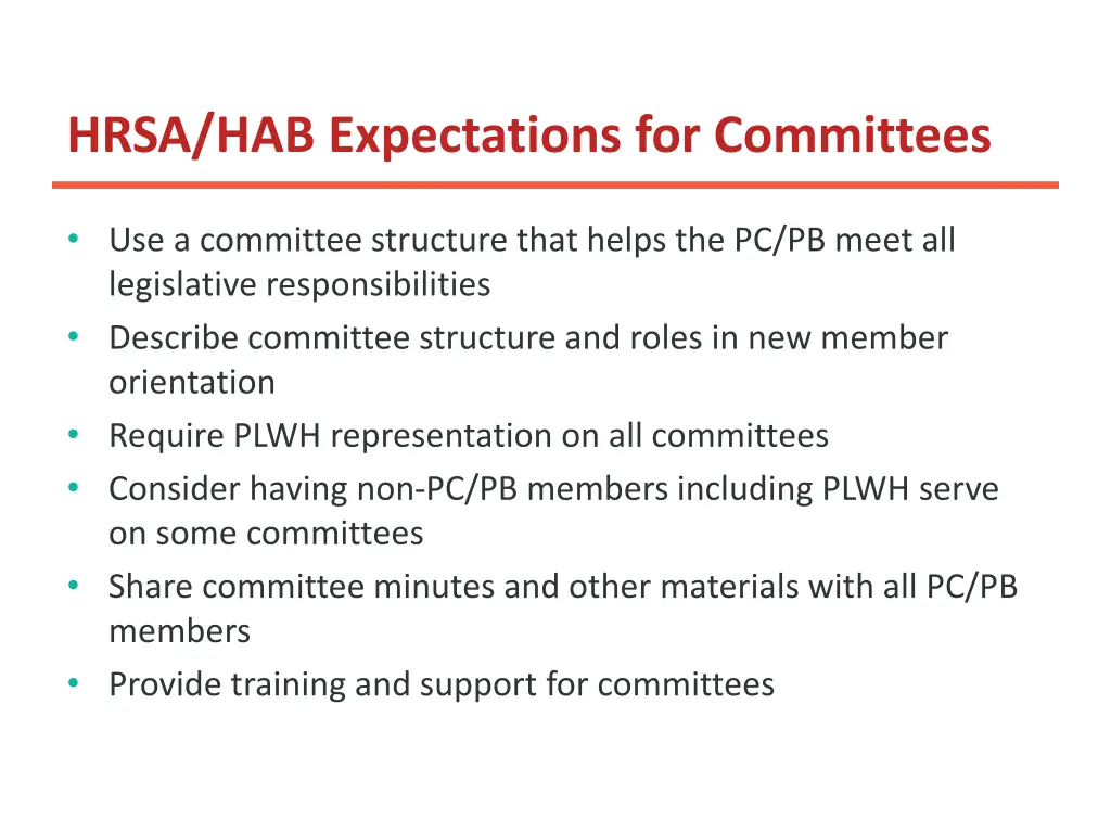 hrsa hab expectations for committees