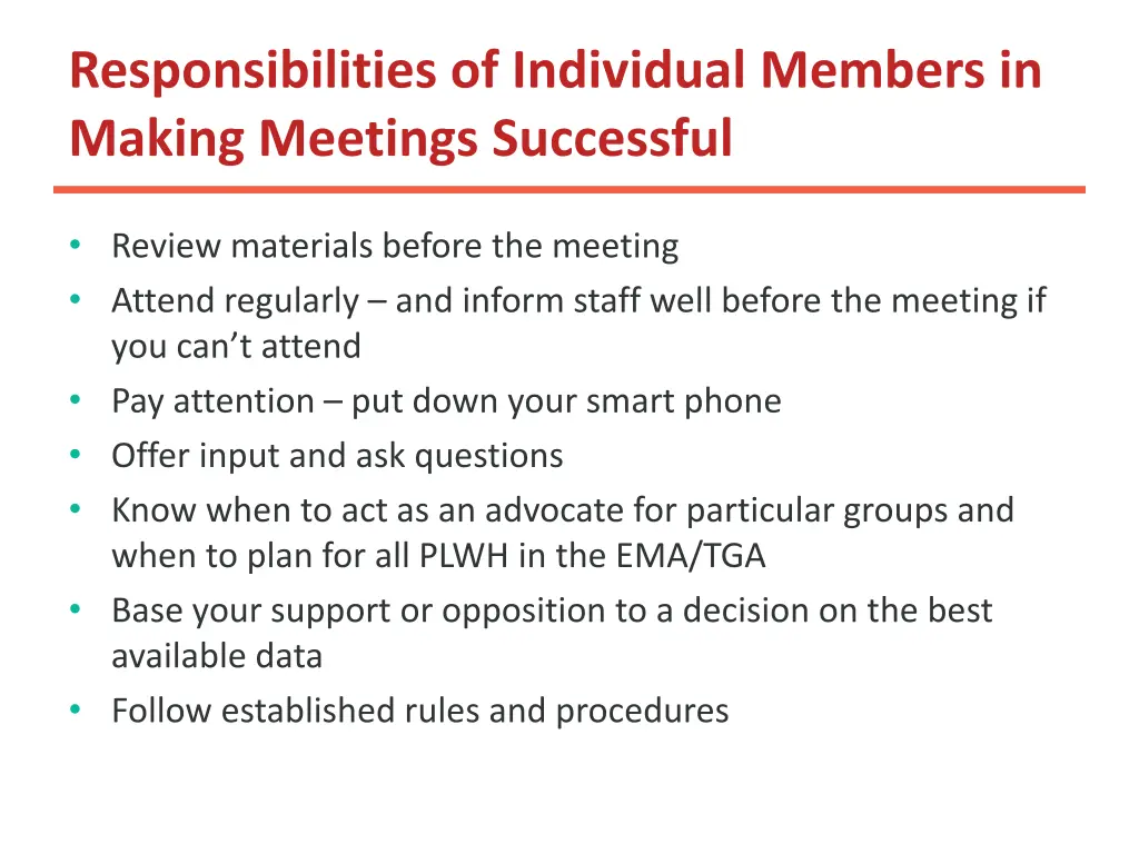 responsibilities of individual members in making