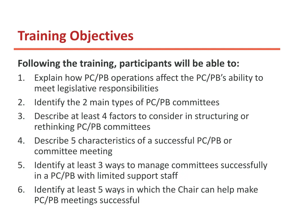 training objectives