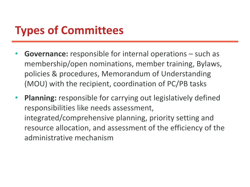 types of committees