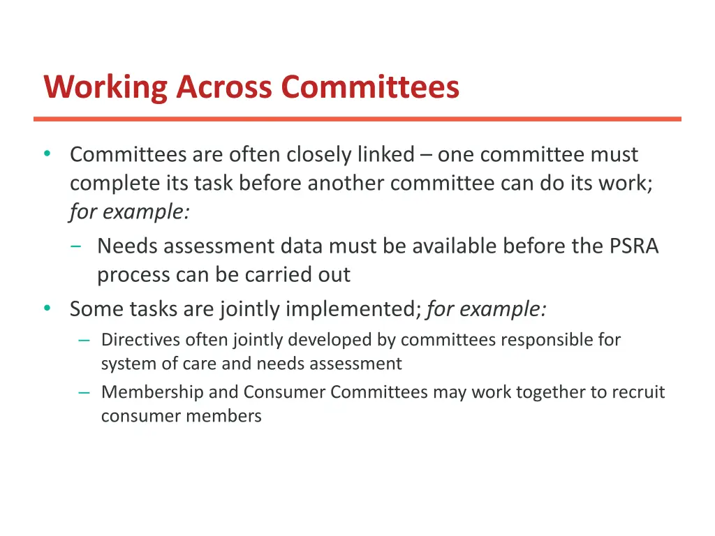 working across committees