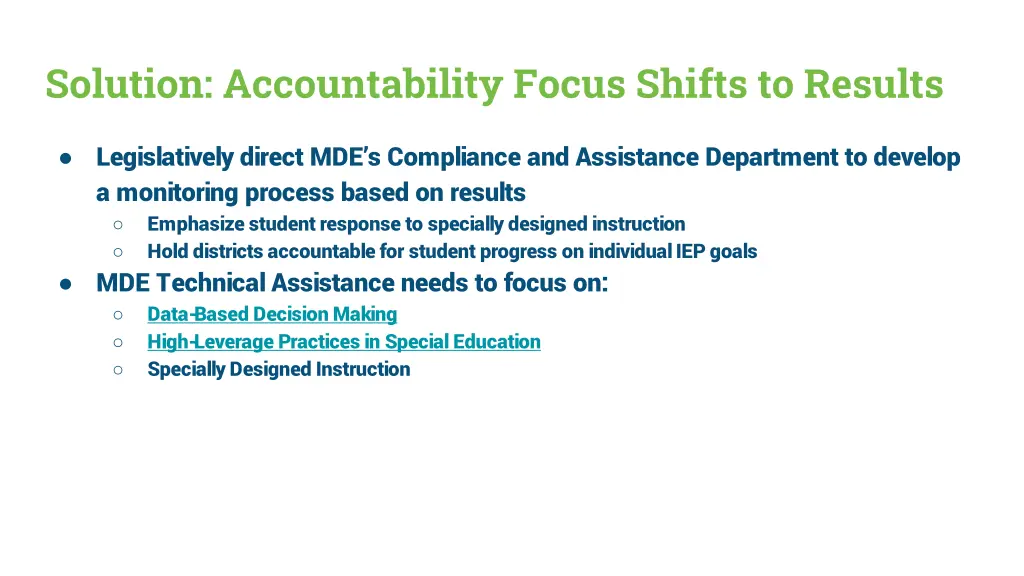 solution accountability focus shifts to results