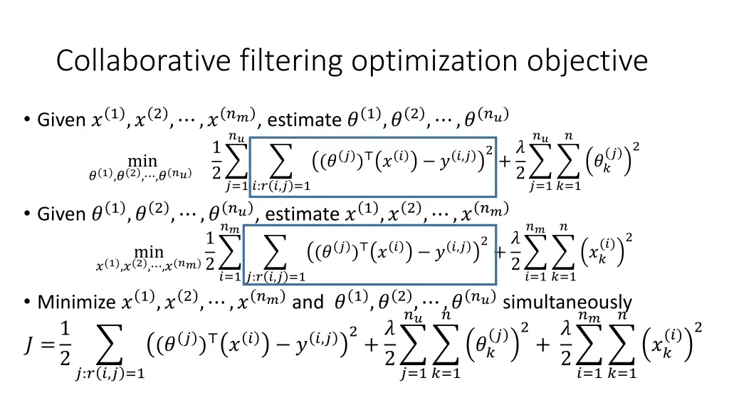 collaborative filtering optimization objective