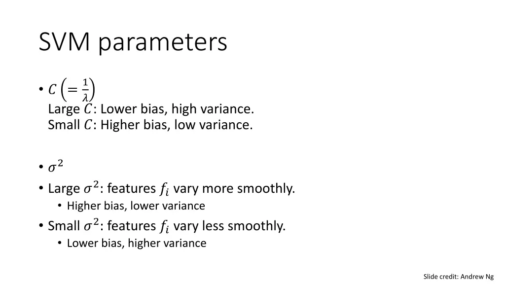 svm parameters