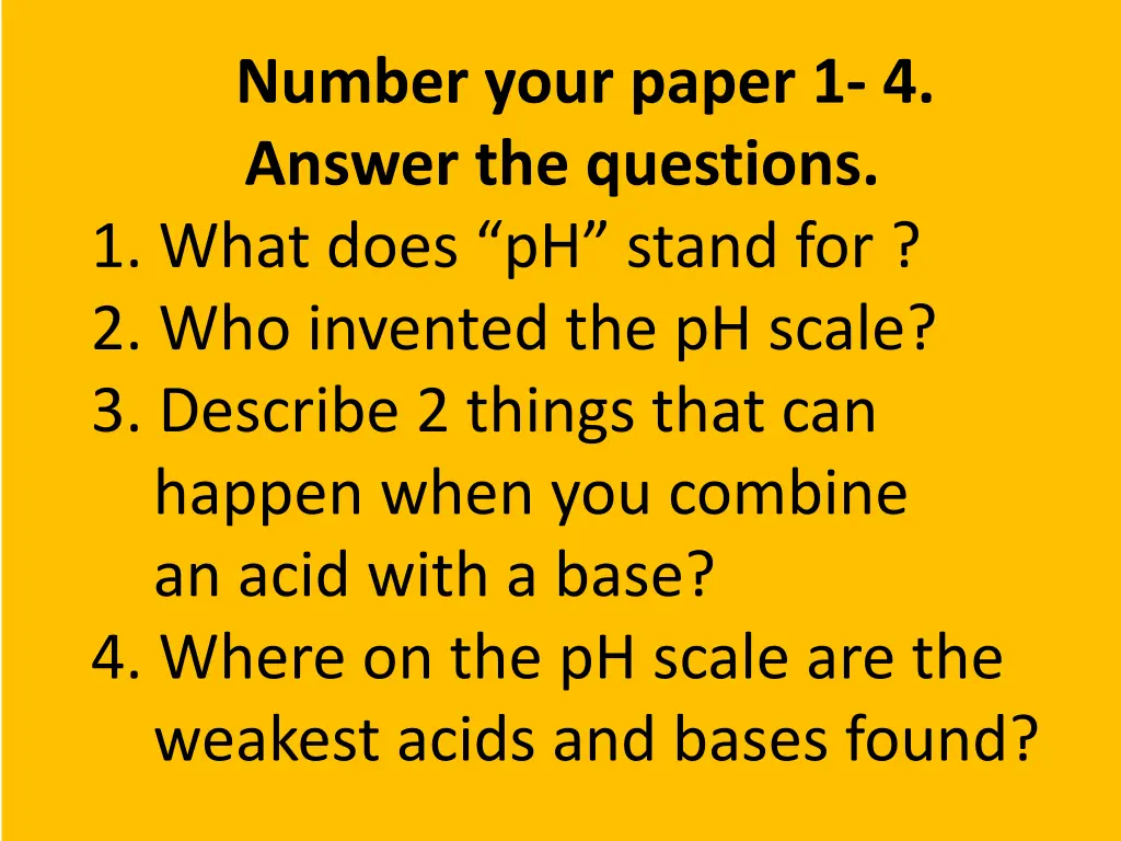 number your paper 1 4 answer the questions 1 what