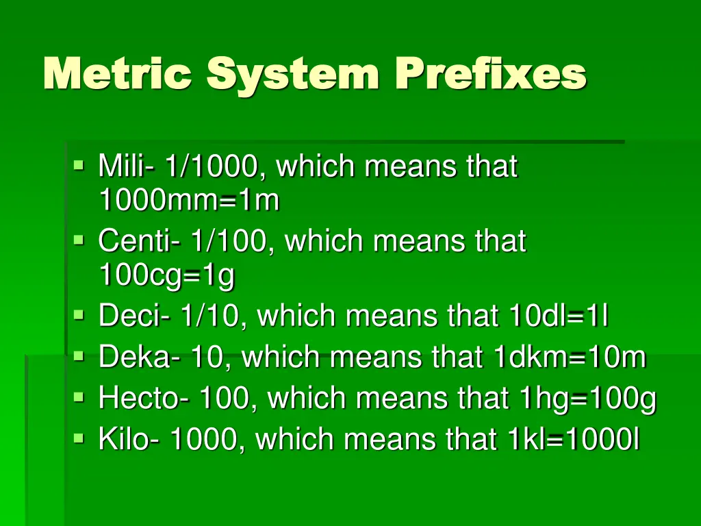 metric system prefixes metric system prefixes