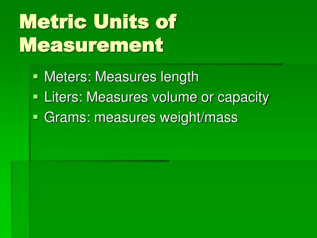 metric units of metric units of measurement