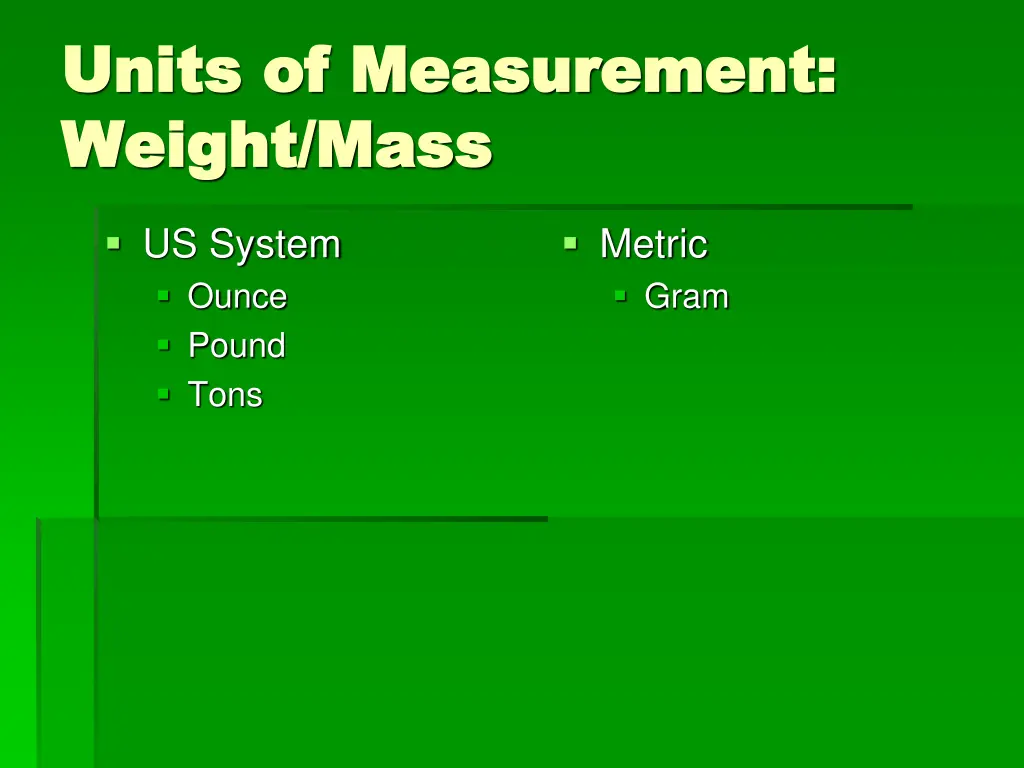 units of measurement units of measurement weight