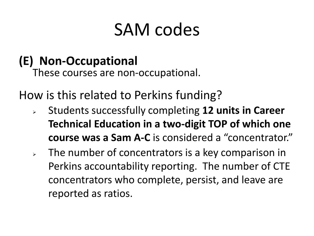 sam codes 3