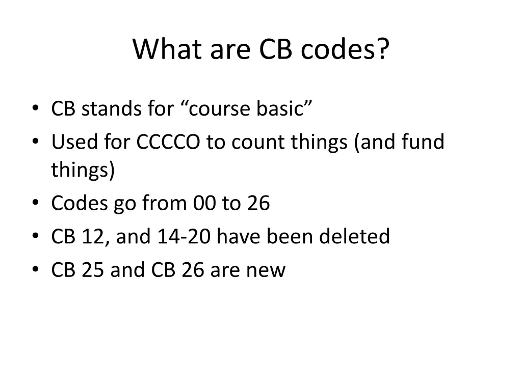 what are cb codes