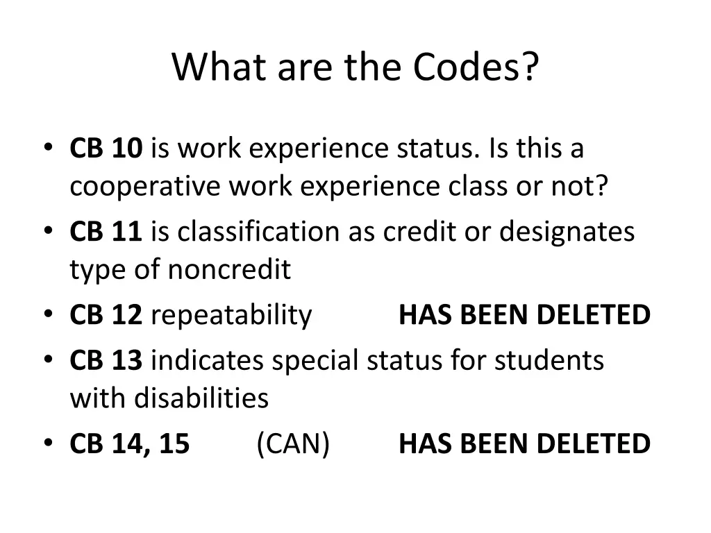 what are the codes 2