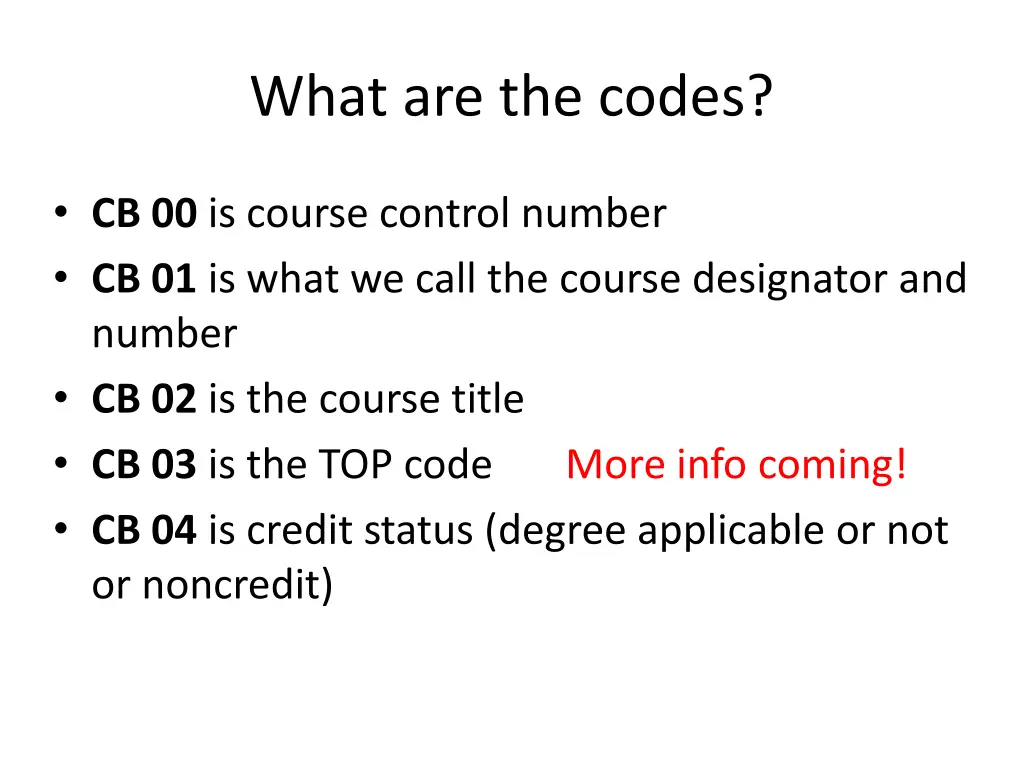 what are the codes