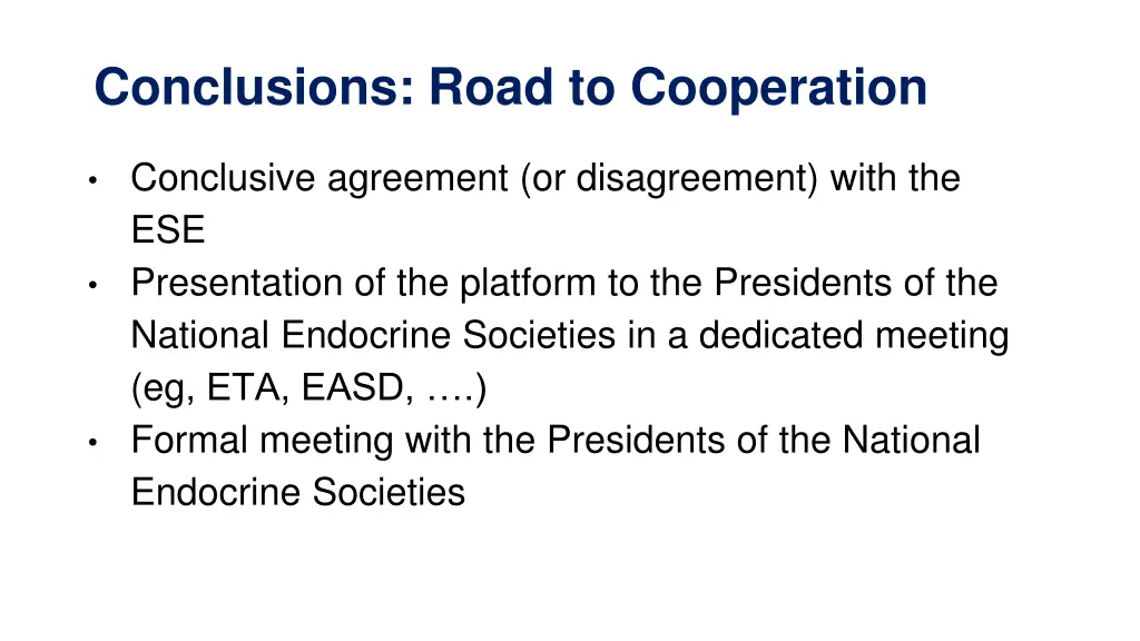 conclusions road to cooperation