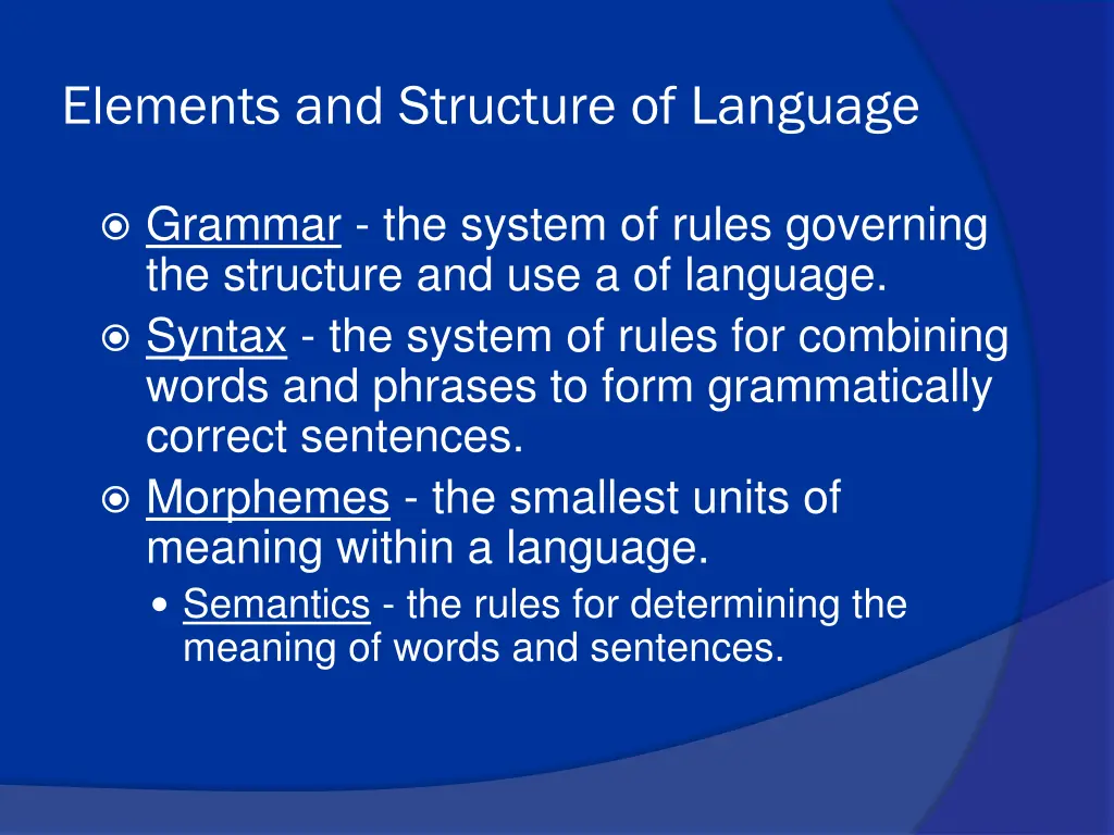 elements and structure of language