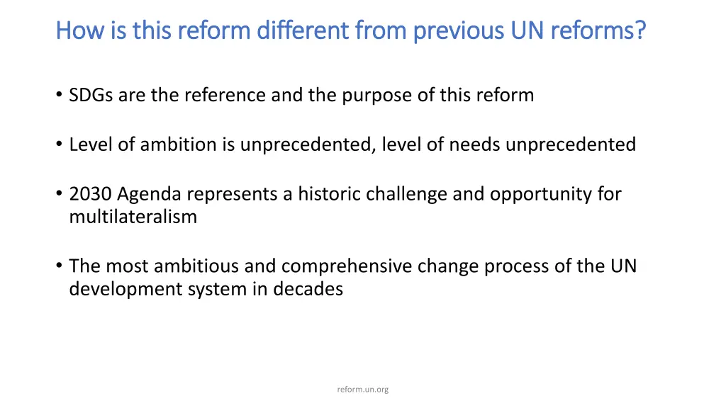 how is this reform different from previous