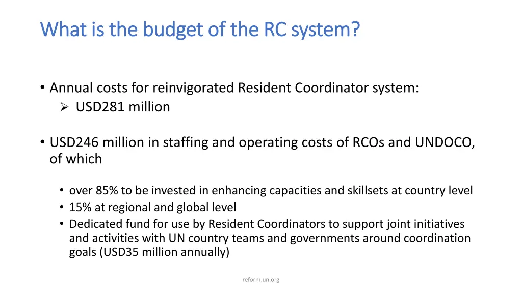 what is the budget of the rc system what