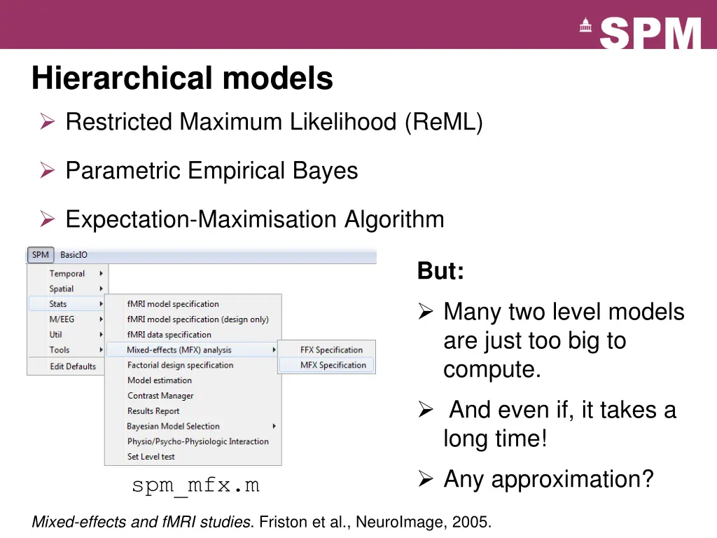 hierarchical models restricted maximum likelihood