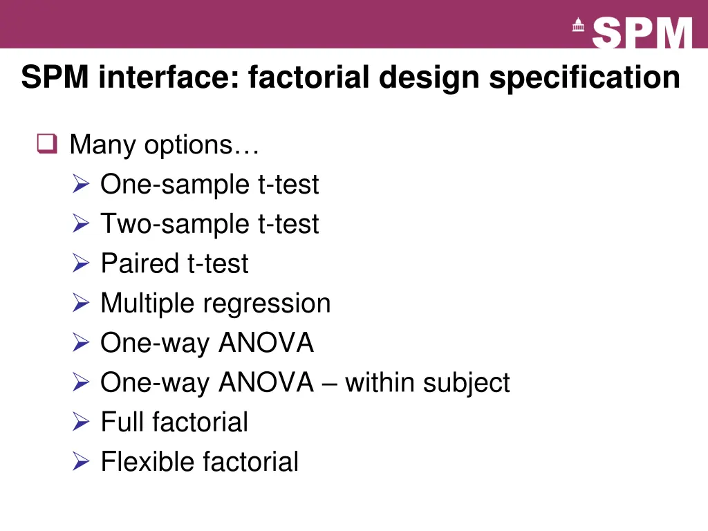 spm interface factorial design specification