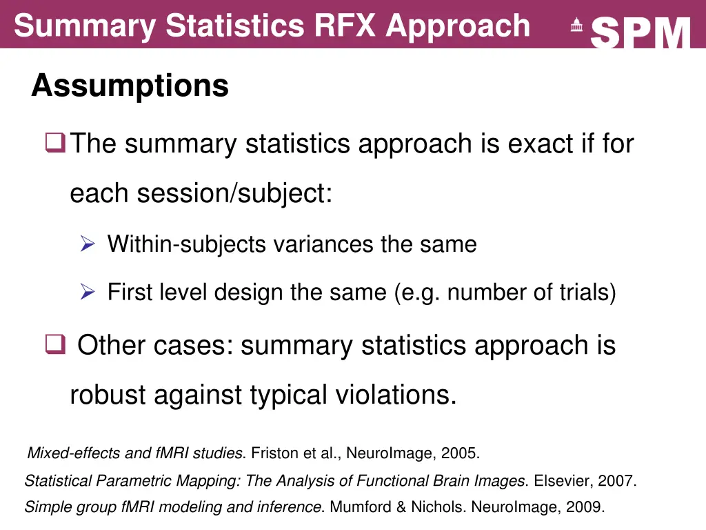 summary statistics rfx approach