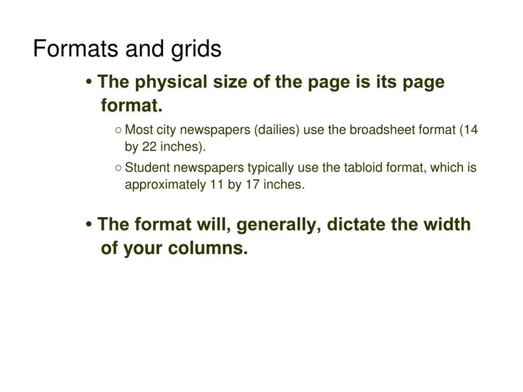 formats and grids