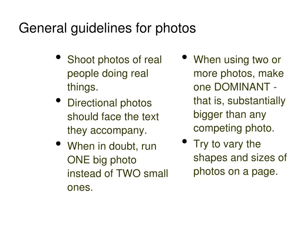 general guidelines for photos