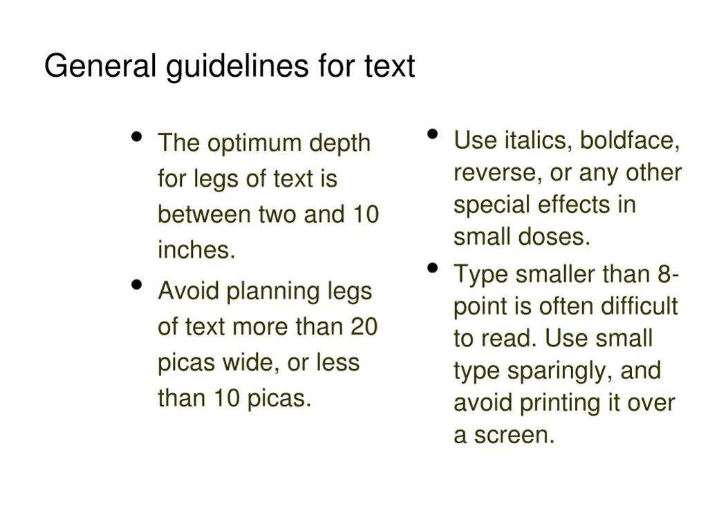 general guidelines for text