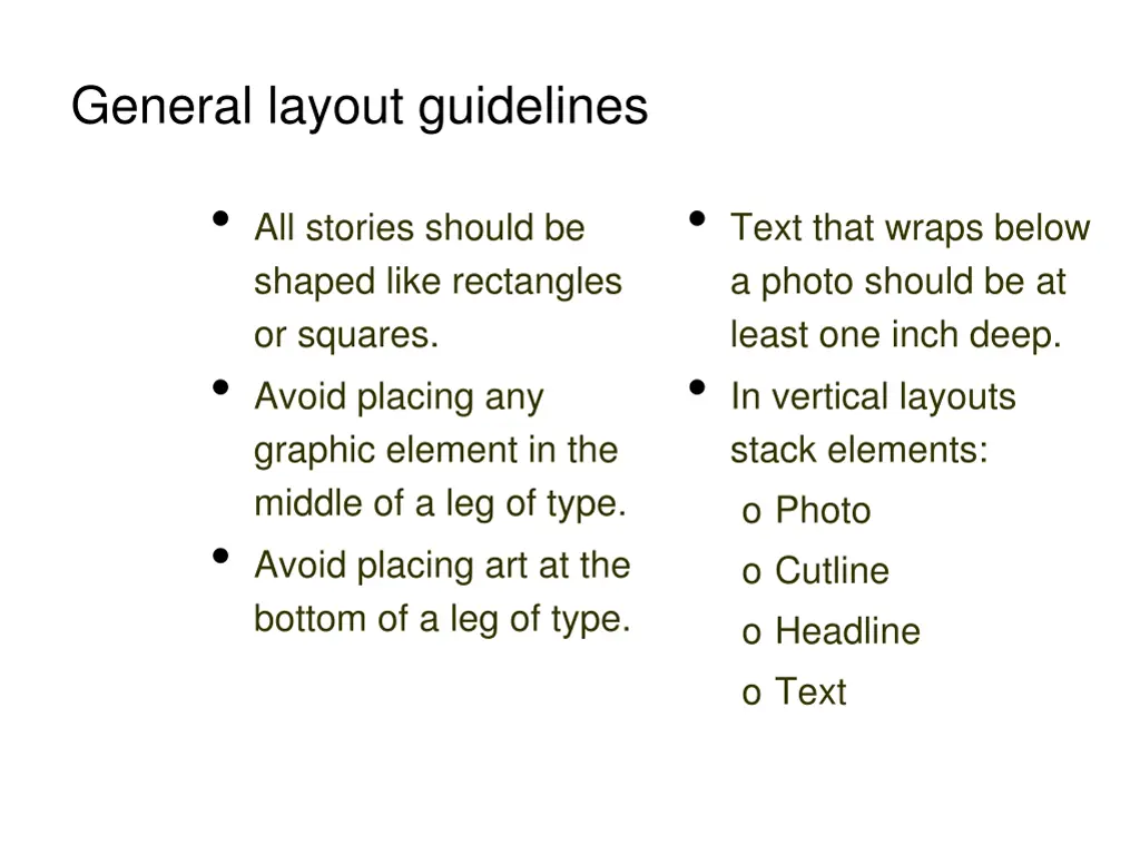 general layout guidelines