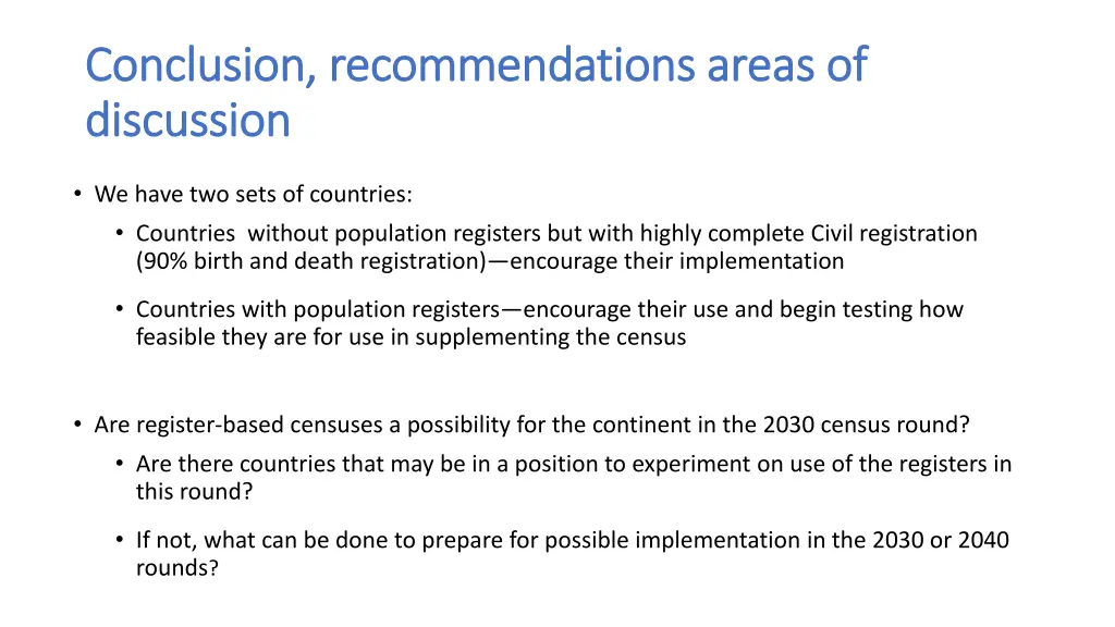 conclusion recommendations areas of conclusion