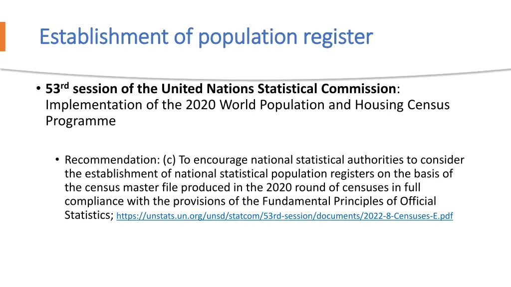 establishment of population register